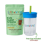 LittleVitz Kids Super Greens main picture. Chocolate greens multivitamin powder for kids.