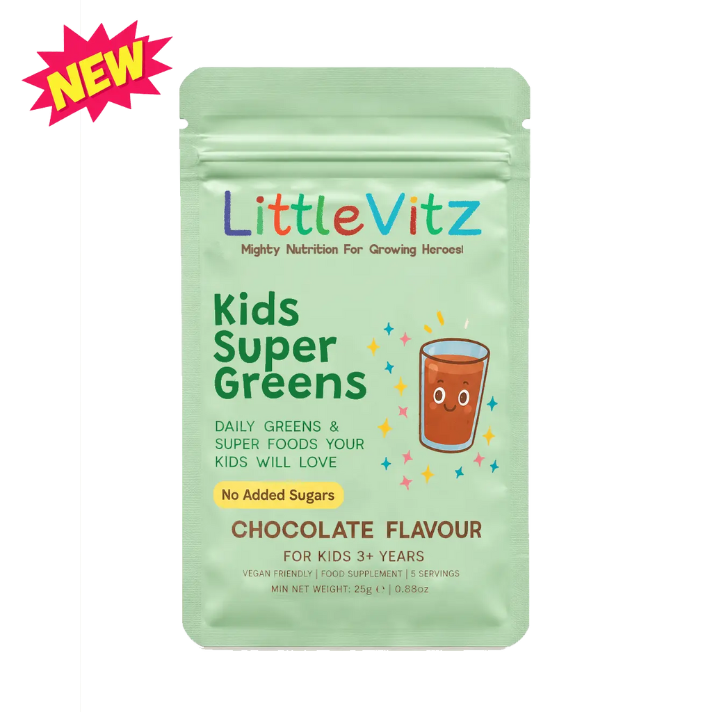 LittleVitz Trial & Travel Pouch Main Image, 5 servings pouch for people to try LittleVitz Chocolate Powder.