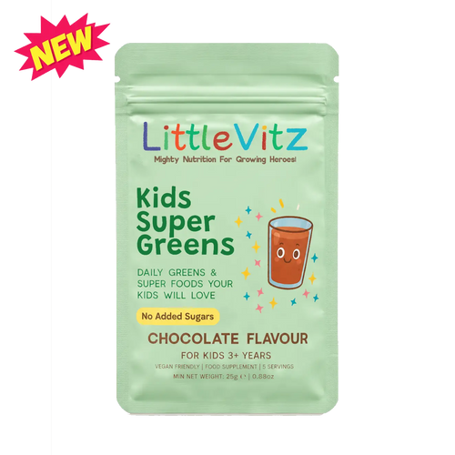 LittleVitz Trial & Travel Pouch Main Image, 5 servings pouch for people to try LittleVitz Chocolate Powder.